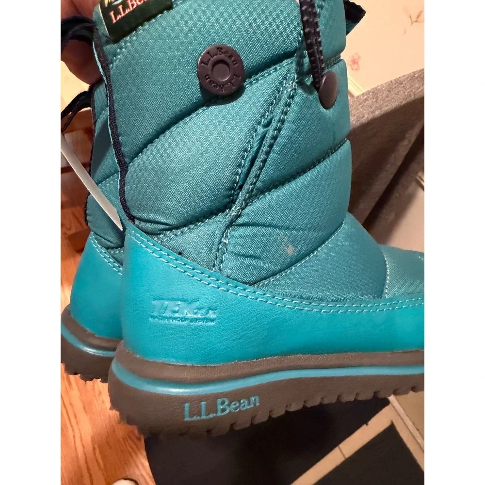 LL Bean Kids Ultralight Waterproof Boots Teal Blue Primaloft Snow Boots Size 10